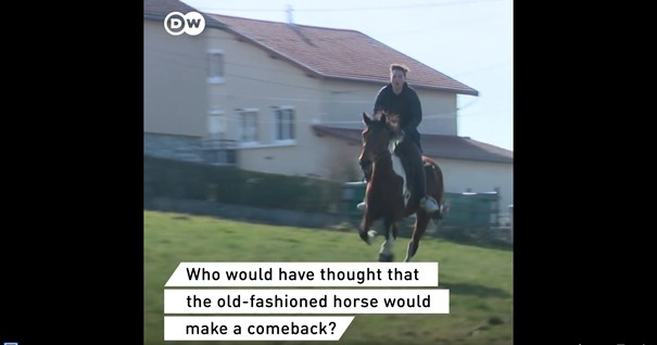 French ingenuity: Going to work by horse